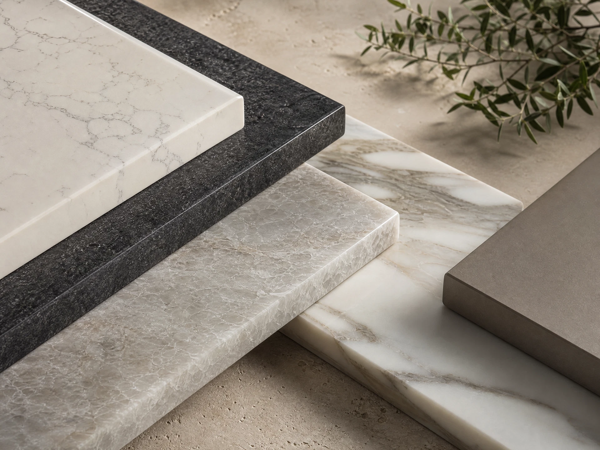 Stone Alliance material samples for countertop consultation